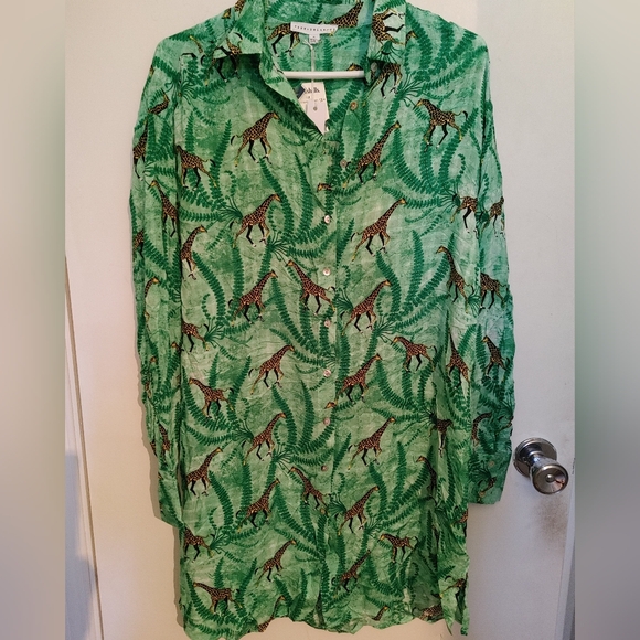 Jane & Delancey women's novelty giraffe Wildlife print tunic \Blouse SZ. Med.NWT - Picture 2 of 7